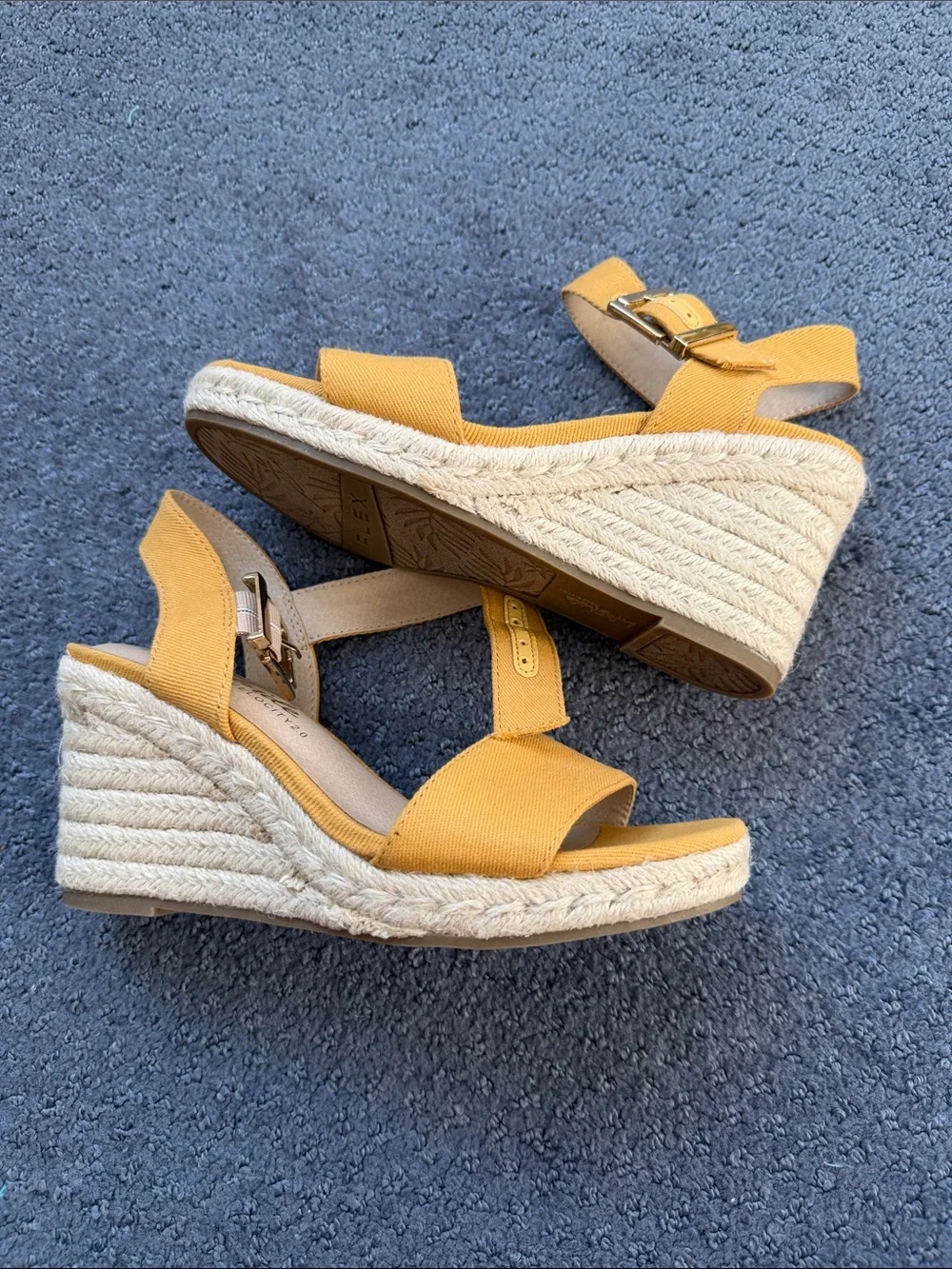 Life Stride Beige Canvas Espadrille Wedge Sandals